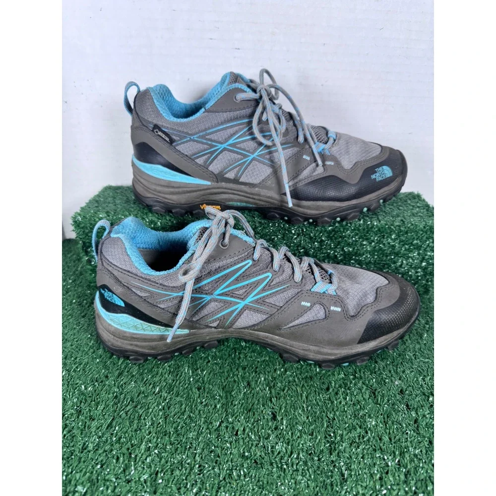 The North Face Hedgehog Gore Tex Women's Hiking Shoes Gray‎ Blue Vibram Size 9